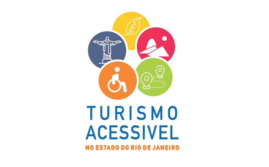 A logomarca é constituída por cinco círculos coloridos. Na porção inferior, um laranja,
à esquerda, toca um verde, à direita. Acima do laranja, um azul. Acima do verde, um vermelho. Os dois tocam um círculo amarelo. Dentro de cada círculo, uma imagem estilizada na cor branca: No laranja, uma pessoa em cadeira de rodas. No azul, o Cristo Redentor. No amarelo, uma folha de árvore. No vermelho, o Corcovado e o Morro da Urca. No verde, dois ícones de localização
unidos por uma linha tracejada sinuosa. Abaixo em letras maiúsculas e azuis "Turismo Acessível" e em laranja, “no estado do
Rio de Janeiro".